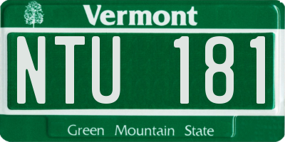 VT license plate NTU181