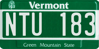 VT license plate NTU183