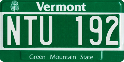 VT license plate NTU192