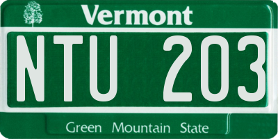 VT license plate NTU203