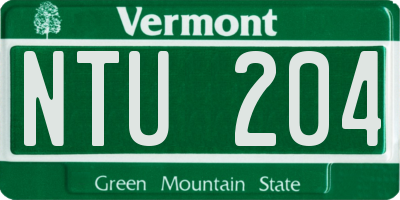 VT license plate NTU204