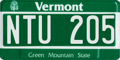 VT license plate NTU205