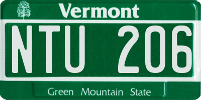 VT license plate NTU206