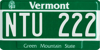 VT license plate NTU222