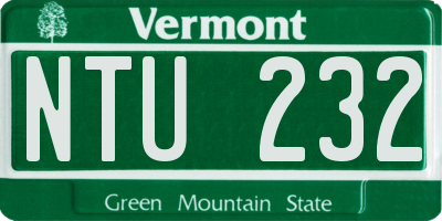 VT license plate NTU232