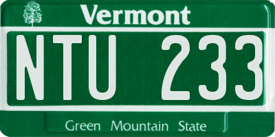 VT license plate NTU233