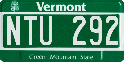 VT license plate NTU292