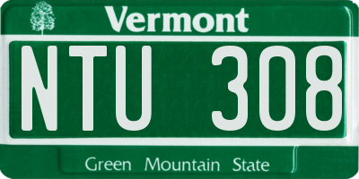 VT license plate NTU308