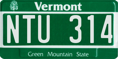 VT license plate NTU314