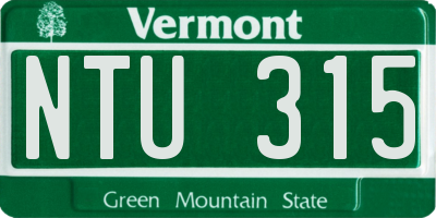 VT license plate NTU315