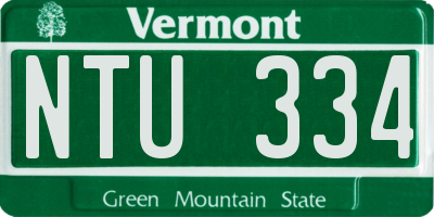 VT license plate NTU334