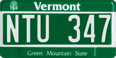 VT license plate NTU347