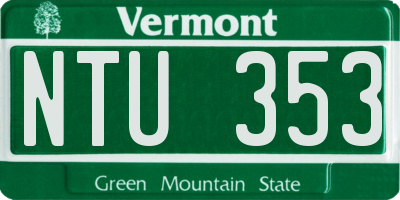 VT license plate NTU353