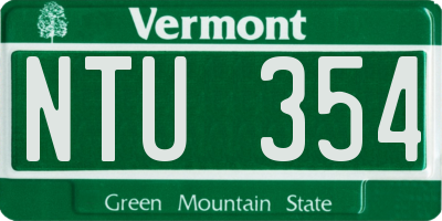 VT license plate NTU354