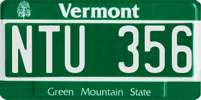 VT license plate NTU356