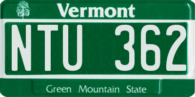 VT license plate NTU362