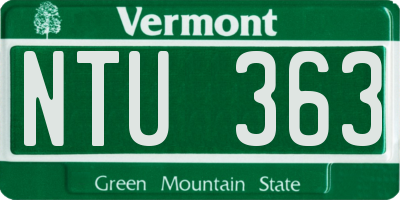 VT license plate NTU363