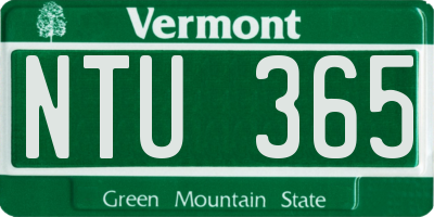 VT license plate NTU365