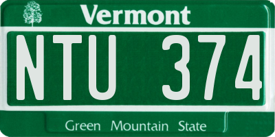 VT license plate NTU374