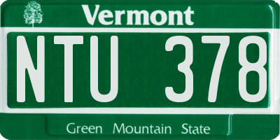 VT license plate NTU378