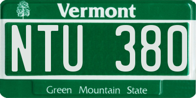 VT license plate NTU380