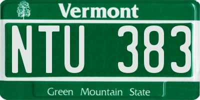 VT license plate NTU383