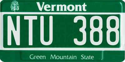 VT license plate NTU388