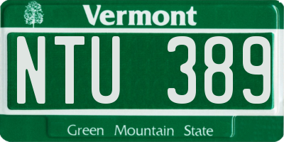 VT license plate NTU389