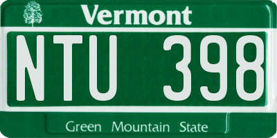 VT license plate NTU398