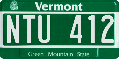 VT license plate NTU412