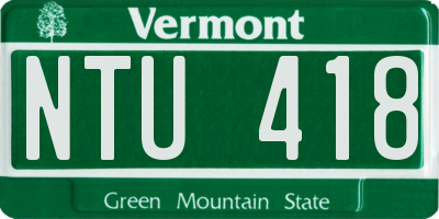 VT license plate NTU418