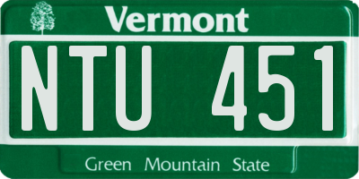 VT license plate NTU451