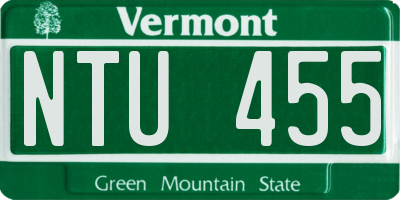 VT license plate NTU455