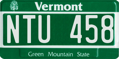 VT license plate NTU458
