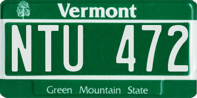 VT license plate NTU472