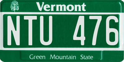 VT license plate NTU476