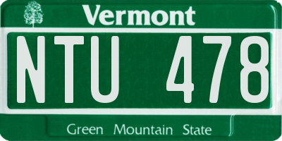 VT license plate NTU478