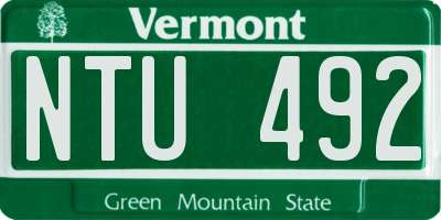 VT license plate NTU492