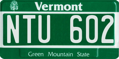 VT license plate NTU602