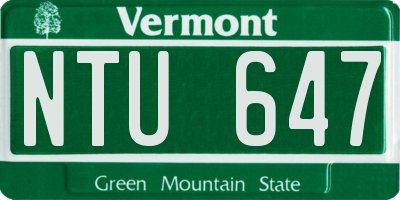 VT license plate NTU647