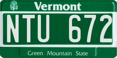 VT license plate NTU672