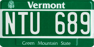 VT license plate NTU689
