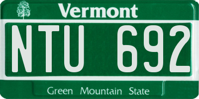 VT license plate NTU692