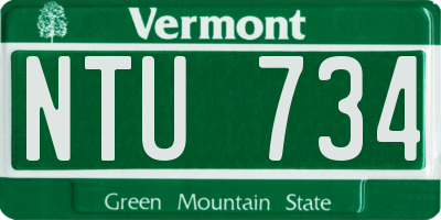 VT license plate NTU734