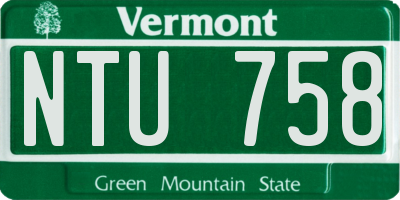 VT license plate NTU758