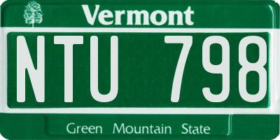 VT license plate NTU798