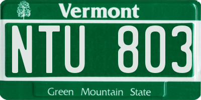 VT license plate NTU803