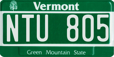 VT license plate NTU805