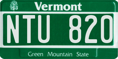 VT license plate NTU820