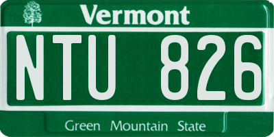 VT license plate NTU826